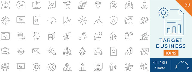 Target business icon collection set. Editable stroke.