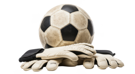 Worn ball and gloves sports still life