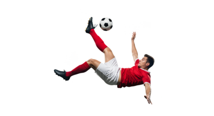 Athletic player executes a dynamic bicycle kick