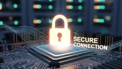 Secure digital connection concept with a glowing padlock icon over a circuit board, illustrating robust data protection and network safety. - Powered by Adobe