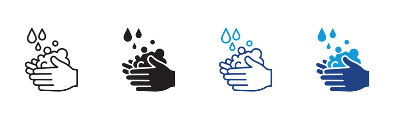 Wash hands icon  set in outline and flat style ,vector  illustration .