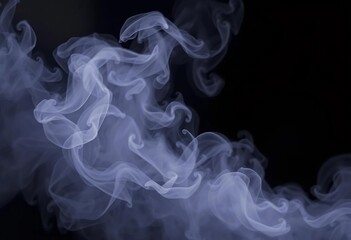 Fototapeta premium Ethereal smoky fog swirls on black, creating a misty, textured background, dramatic, translucent