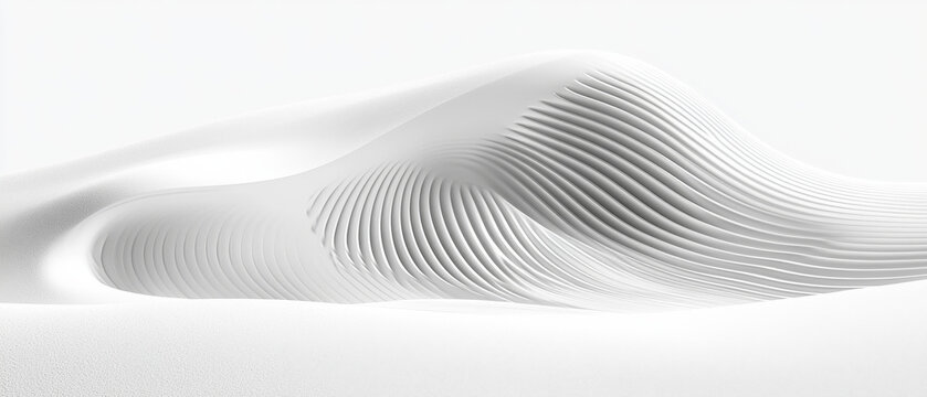 Abstract white landscape; undulating, layered forms
