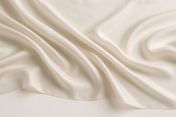 Smooth Creamy Silk Fabric with Elegant Folds and Soft Light