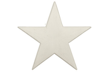 Obraz premium Simple white painted wooden five-pointed star isolated on transparent background, ideal for christmas or festive decorations