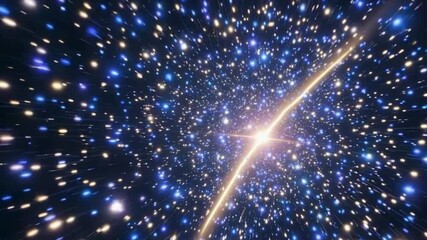 Bright starburst shining among countless glowing stars in space - Powered by Adobe