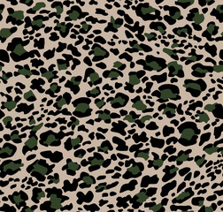 Leopard print. seamless background. Animal skin background with  colorful spots on a beige background. Abstract texture of exotic jungle. Repeat design for decor, fabric, textiles, wallpaper