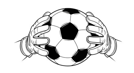 Soccer ball cradled in goalie hands