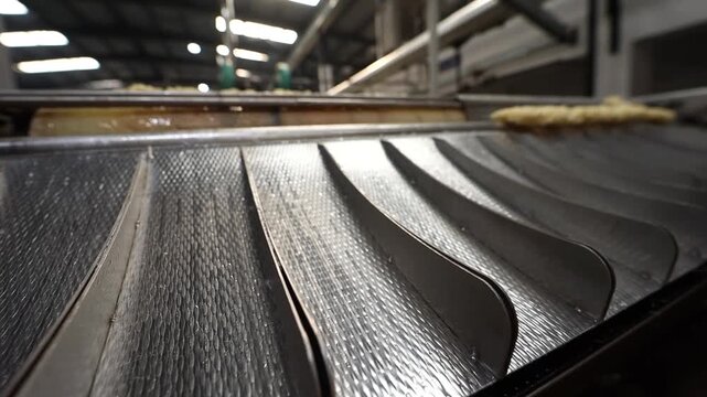 factory for the production of instant noodles. Fast food, vermicelli, pasta, noodle factory production line