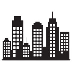 Fototapeta premium Black Silhouette of City Skyline Against a White Background A Simple and Modern Architectural Design