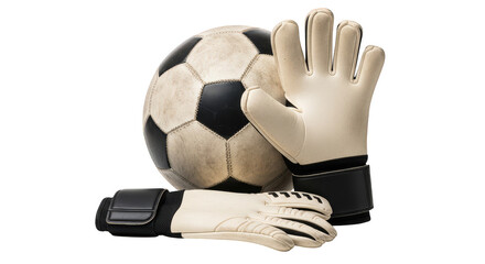 Used soccer ball and goalie gloves