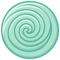 Stylized cartoon illustration of a green hypnotic spiral vortex or whirlpool