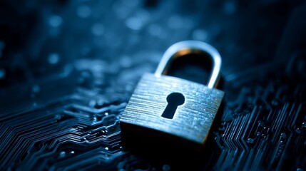 Intricate Symbolic Representation of Digital Security and Controlled Access within Electronic Circuitry Ensuring Data Protection and System Integrity.