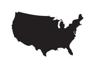 Fototapeta premium Solid black silhouette of the United States map for design and decoration.