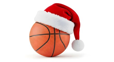 Christmas Basketball with Santa Hat