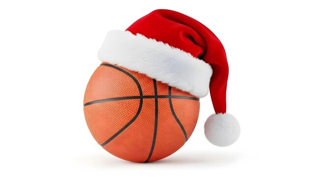 Christmas Basketball with Santa Hat - Powered by Adobe