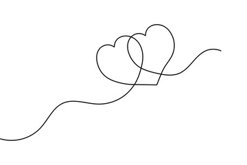 Love shape outline vector illustration in continuous one line minimalist style isolated drawing
