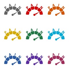 Pain scale  icon isolated on white background. Set icons colorful