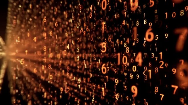 Glowing numeric matrix in amber tones. AI image