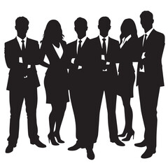 Business people silhouettes, group of standing business men and women
