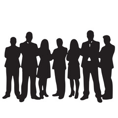 Business people silhouettes, group of standing business men and women
