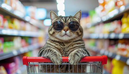 Cat in Shopping Cart
