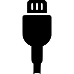 USB Cable: A sleek black illustration of a USB cable, representing connectivity and digital information transfer.