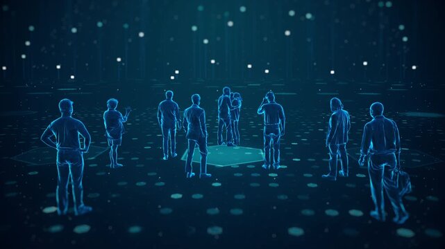 crowd of people connect technology