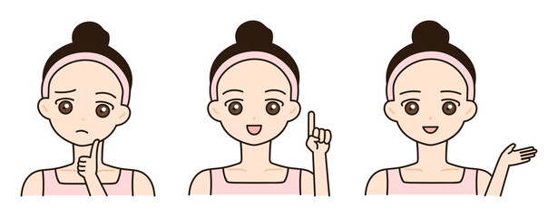 illustration of a bareface hairband woman pose