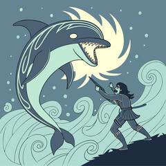 vector illustration of a dolphin