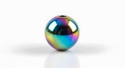 Iridescent Bead on White Background