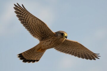 Obraz premium A majestic hawk soars through the clear blue sky