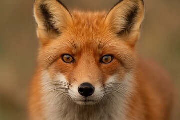 Fototapeta premium The Piercing Gaze of a Red Fox in Autumn