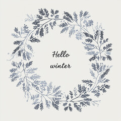 Hello Winter Christmas card with snowflakes