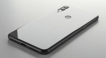 A White Phone With A Black Case On It