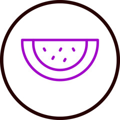 Watermelon Slice Vector Line Purple Circle Black