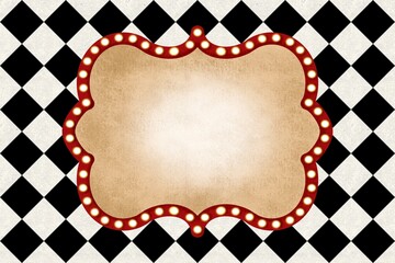 vintage background with frame Light sign, circus, theater Hand Drawn Illustration 
