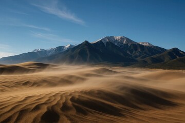 Naklejka premium A Serene Mountain Range Under a Clear Blue Sky