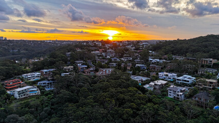 sunset over the city
