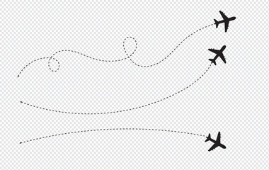 Dashed Line Airplane Route – Twisted, Curved & Straight Flight Path Design