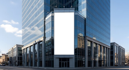 modern office building blank vertical billboard city