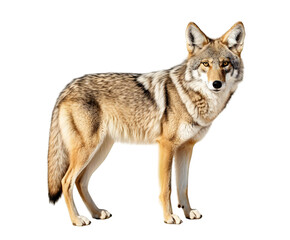 Fototapeta premium Coyote standing profile isolated on transparent background