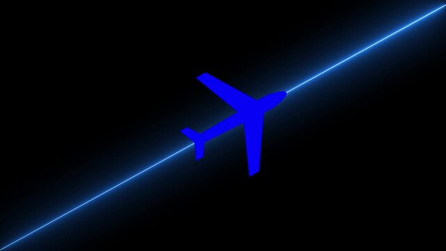 Animated Airplane Path with Starting Point and Transparent Background Airplane Running on Dynamic Dash Track Animation