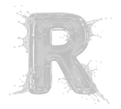 Blue transparent liquid splashing around a grungy font 1c with drops and bubbles - Powered by Adobe