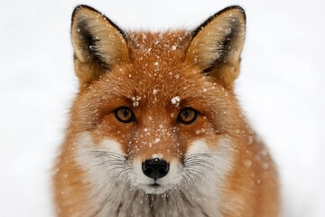 Fototapeta premium A fox stands resolute in a snowy landscape