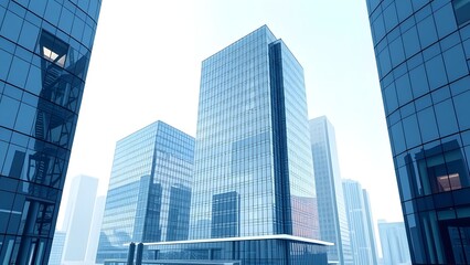 Obraz premium Tall and modern glass skyscraper reflecting the sky, symbolizing urban architecture, business success, and corporate growth