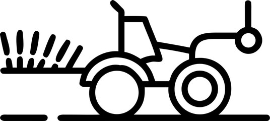 Illustration of a modern tractor working in a vast agricultural field under a clear sky