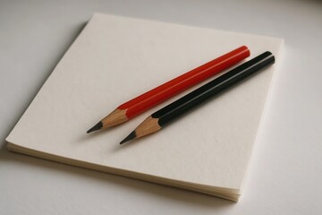 Naklejka premium A Pair of Pencils Resting on a Blank Canvas