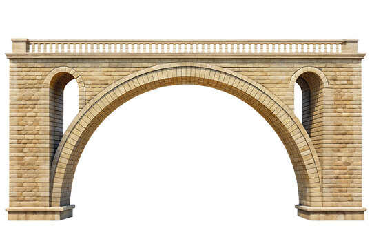  Arch bridge isolated on white background PNG.AI Generated.