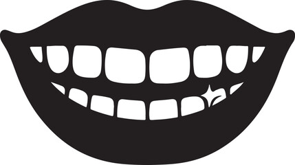 Bold outline of lips and teeth silhouette icon representing smile, beauty, dental health, and expression.
